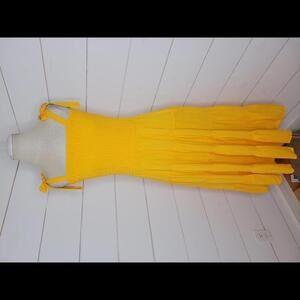 NWT Boutique Culture Code yellowish gold maxi tiered dress